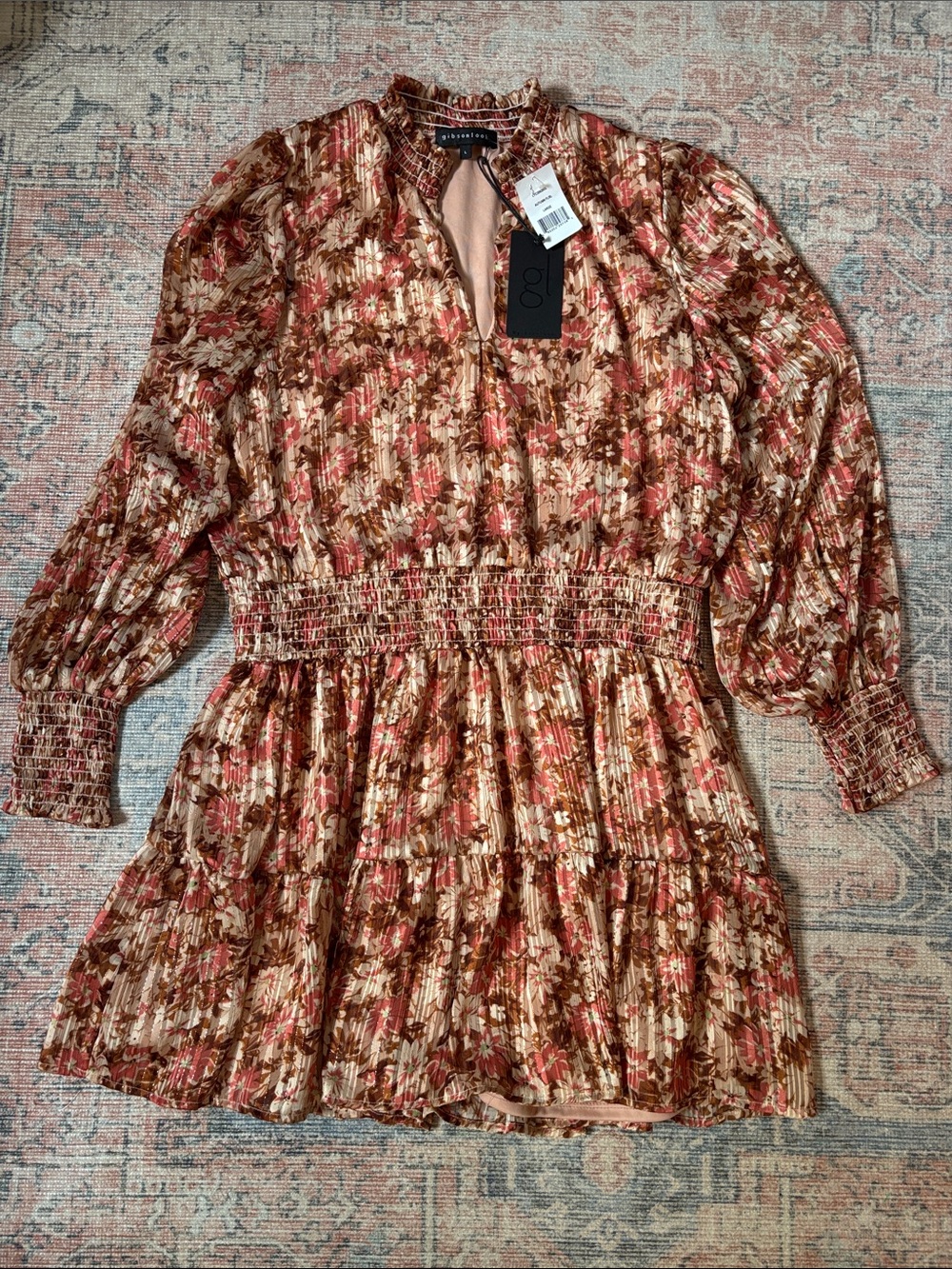 Gibsonlook Long Sleeve Autumn Floral Dress Size Large